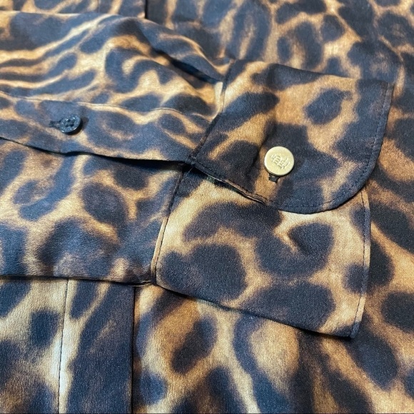 LAUREN Ralph Lauren Brown Black Leopard Print Long Sleeve Button Down Shirt. Med - Picture 11 of 15
